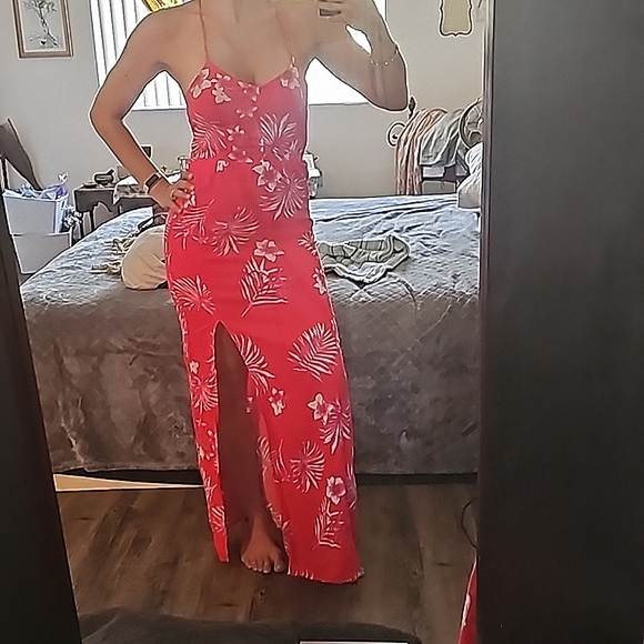 Floral Print Boho Spaghetti Strap A-Line Maxi Dress Small - Picture 5 of 11